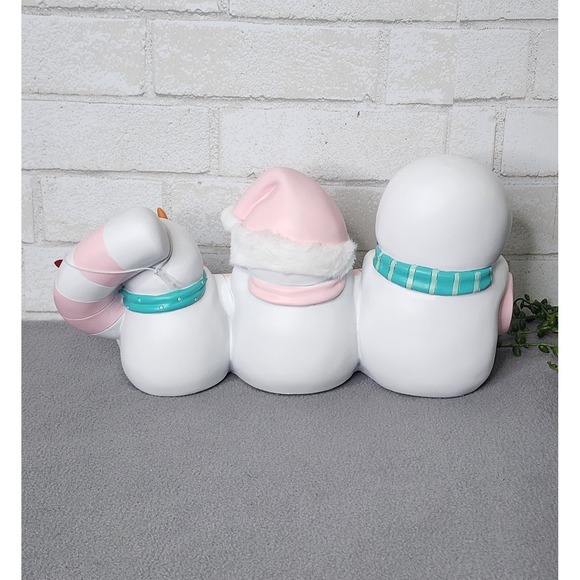 Snowmen With Pink Candy Cane Figure Snowman Resin Christmas Decor 14.5" NEW - Picture 8 of 10